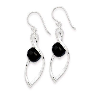 Twist Dangle Onyx Earrings Sterling Silver QE8958, MPN: QE8958, 883957575438