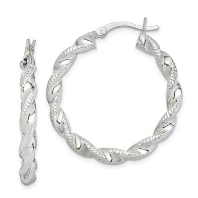 Twisted &amp; Textured Hoop Earrings Sterling Silver QE14161, MPN: QE14161, 883957962085