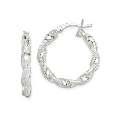 Twisted &amp; Textured Hoop Earrings Sterling Silver QE14160, MPN: QE14160, 886774097671