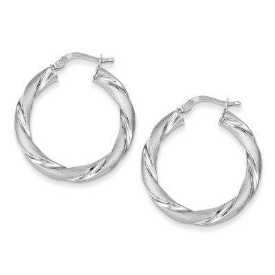 Polished Twisted Hoop Earrings Sterling Silver Satin QE8350, MPN: QE8350, 883957578576
