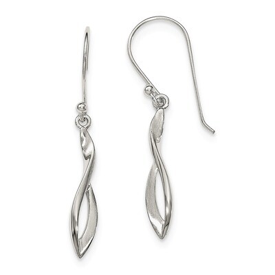 Twisted Shepherd Hook Earrings Sterling Silver Polished QE12070, MPN: QE12070, 886774749310