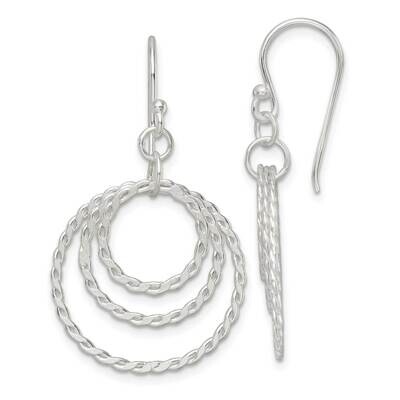 Twisted Circles Dangle Earrings Sterling Silver Polished QE16076, MPN: QE16076, 196904149997