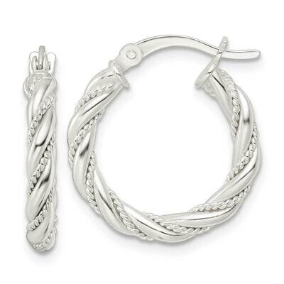 Twisted Rope Hoop Earrings Sterling Silver Polished QE15843, MPN: QE15843, 196904152454