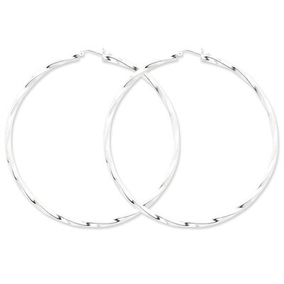 Twisted Hoop Earrings Sterling Silver Rhodium-plated QE4594, MPN: QE4594, 883957932071