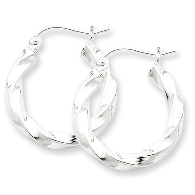 Twisted Hoop Earrings Sterling Silver Rhodium-plated QE4583, MPN: QE4583, 883957718804