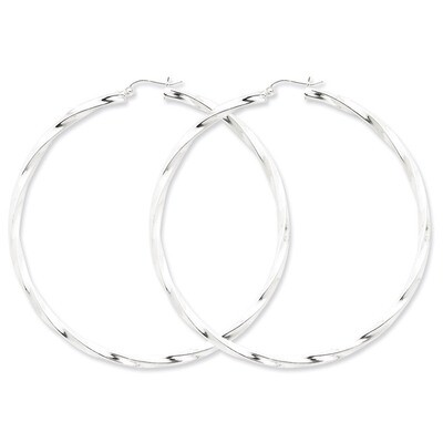 Twisted Hoop Earrings Sterling Silver Rhodium-plated QE4593, MPN: QE4593, 883957932064