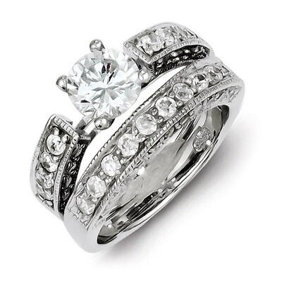 2-Piece Diamond Wedding Set Ring Sterling Silver QR1330, MPN: QR1330, 191101283437