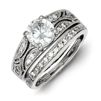 2-Piece Diamond Wedding Set Ring Sterling Silver QR1332, MPN: QR1332, 191101283475