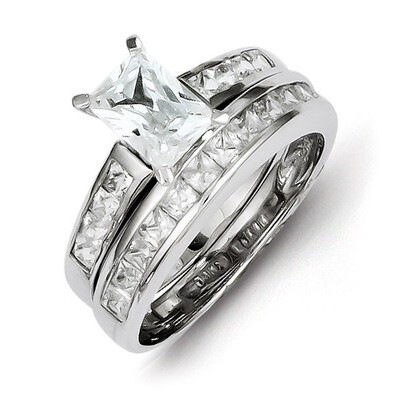 2-Piece Diamond Wedding Set Ring Sterling Silver QR1337, MPN: QR1337, 886774116976