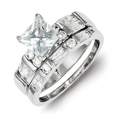 2 Piece Wedding Set Ring Sterling Silver Diamond QR1335, MPN: QR1335, 883957180762