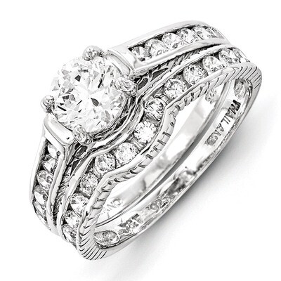 2-Piece Diamond Wedding Set Ring Sterling Silver QR1328, MPN: QR1328, 191101283406