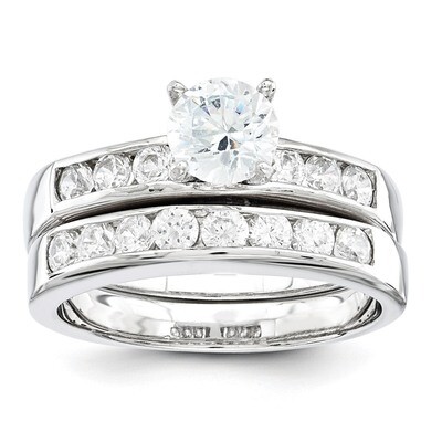 2-Piece Diamond Wedding Set Ring Sterling Silver QR1329, MPN: QR1329, 883957180649