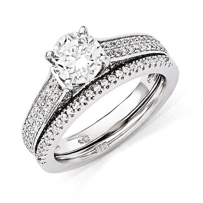 2-piece Wedding Ring Set Sterling Silver &amp; Cubic Zirconia QMP1366, MPN: QMP1366, 191101194825