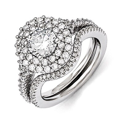 2-piece Wedding Ring Set Sterling Silver &amp; Cubic Zirconia QMP1365, MPN: QMP1365, 191101195235