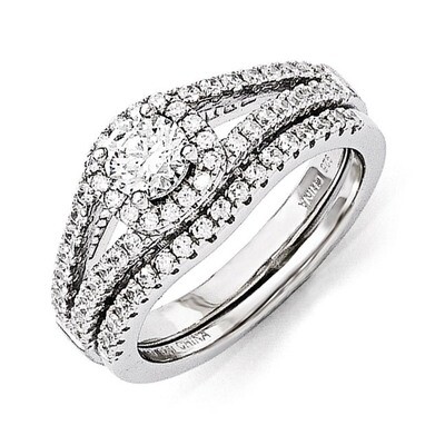 2 Piece Wedding Ring Set Sterling Silver &amp; Cubic Zirconia QMP1363, MPN: QMP1363, 886774577487