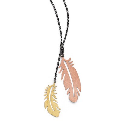 Leslie&#39;s Black Plated Polished Necklace - Sterling Silver HB-QLF458-38, MPN: QLF458-38, 191101176166