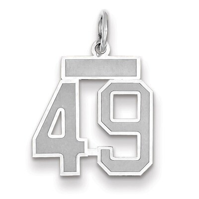 Number 49 Charm Small Satin 14k white Gold WSS49, MPN: WSS49, 883957071886