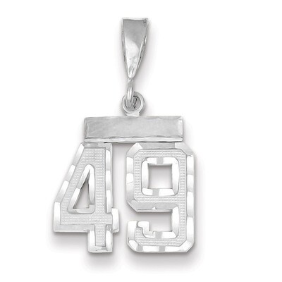Number 49 Charm Small Diamond -cut 14k white Gold WSN49, MPN: WSN49, 883957114347
