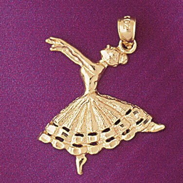 Dazzlers Jewelry Ballerina Dancer Pendant Necklace Charm Bracelet in Yellow, White or Rose Gold 614…