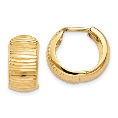 Hinged Hoop Earrings 14K Gold Textured and Polished TF775, MPN: TF775, 868044146852