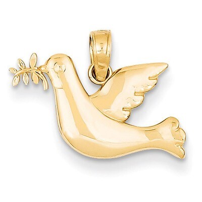 Diamond-cut Dove Charm 14k Gold Polished K5089, MPN: K5089, 637218016471