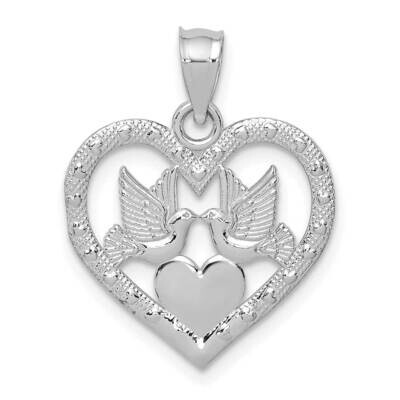 Doves In Heart Charm 14k White Gold K7129W, MPN: K7129W,