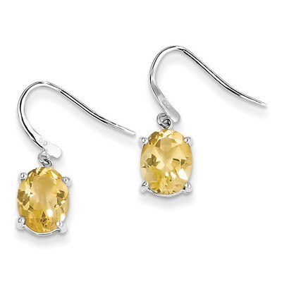 Citrine Wire Earrings Sterling Silver Rhodium QDX743, MPN: QDX743, 883957433653