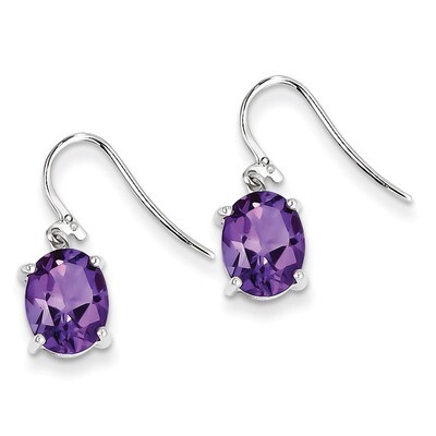 Amethyst Wire Earrings Sterling Silver Rhodium QDX432, MPN: QDX432, 883957479590