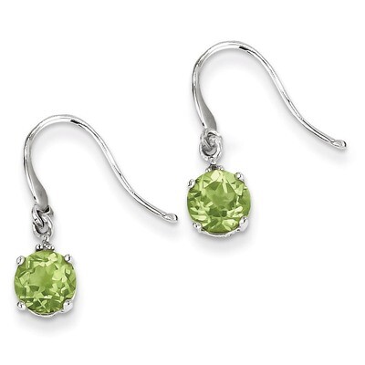 Round Peridot &amp; Diamond Wire Earrings Sterling Silver Rhodium QDX824, MPN: QDX824, 883957519456