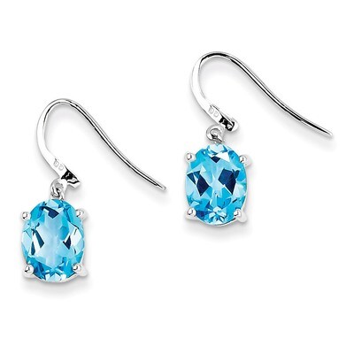 Light Swiss Blue Topaz Wire Earrings Sterling Silver Rhodium QDX575, MPN: QDX575, 883957433240