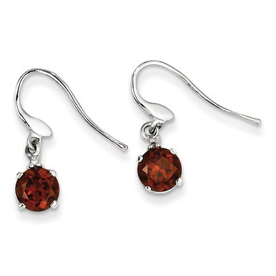 Round Garnet &amp; Diamond Wire Earrings Sterling Silver Rhodium QDX630, MPN: QDX630, 886774645650