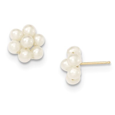 Medium Egg White Cultured Pearl Flower Earrings 14k Gold XF298E, MPN: XF298E, 886774563312