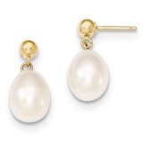 8-9mm White Cultured Pearl Dangle Earrings 14k Gold XF250E, MPN: XF250E, 883957376431