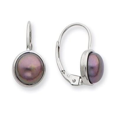 WG 6-7mm Cultured Button Pearl Leverback Earrings 14k Gold XF347E, MPN: XF347E, 883957445656
