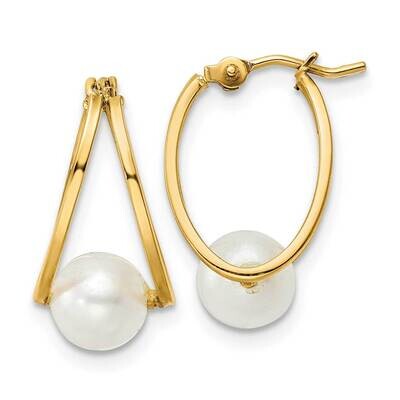 Freshwater Cultured Pearl Hoop Earrings 14k Gold Polished XF798E, MPN: XF798E, 716838359738