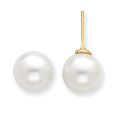 9-10mm White Saltwater Cultured South Sea Pearl Post Earrings 14k Gold XF332E, MPN: XF332E, 8839574…
