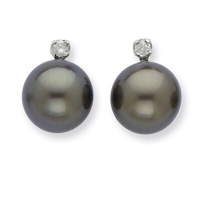10-11mm Saltwater Cultured Tahitian Pearl &amp; Dia. Earrings 14k White Gold XF353E, MPN: XF353E, 88395…