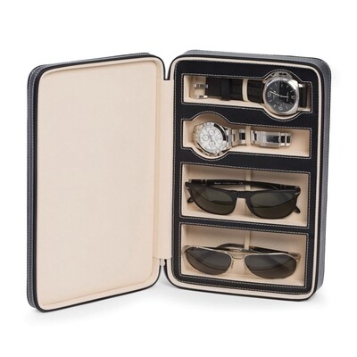 Black Leather Watch &amp; Sunglass Travel Case  GM20943, MPN: GM20943, 797140577072