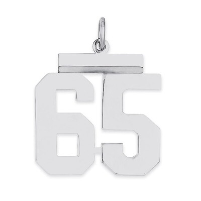 Pendant Number 65 Polished Sterling Silver Medium QMS65, MPN: QMS65, 191101278372