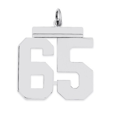 Large Charm Number 65 Polished Sterling Silver Large QPL65G, MPN: QPL65G, 883957140124