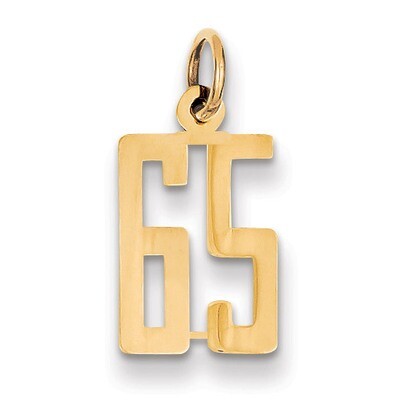Number 65 Charm 14k Gold Small Polished Elongated LES65, MPN: LES65, 883957219110