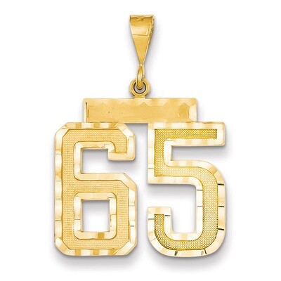 Number 65 Charm 14k Gold Large Diamond-cut LN65, MPN: LN65, 883957122564