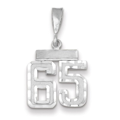 Number 65 Charm Small Diamond -cut 14k white Gold WSN65, MPN: WSN65, 883957114507