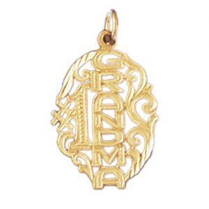 Dazzlers Jewelry Number One Grandma Pendant Necklace Charm Bracelet in Yellow, White or Rose Gold 1…
