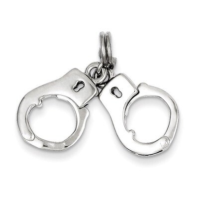 Movable Handcuffs Charm Sterling Silver Polished QC7120, MPN: QC7120, 883957568348