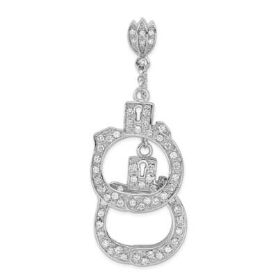 CZ Handcuffs Pendant Sterling Silver Polished QC5171, MPN: QC5171,