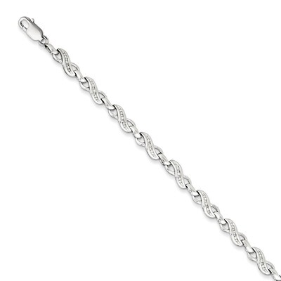 Infinity Symbol Bracelet Sterling Silver with Diamonds QDX1053, MPN: QDX1053, 818050012788