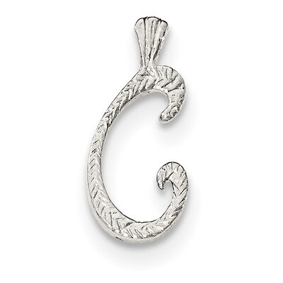 Letter C Chain Slide Sterling Silver Polished Textured QC8459C, MPN: QC8459C, 191101359606