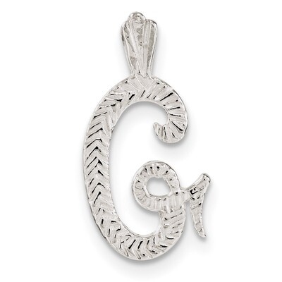 Letter G Chain Slide Sterling Silver Polished Textured QC8459G, MPN: QC8459G, 191101364525