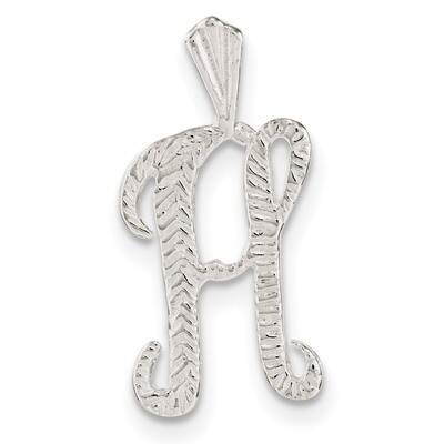 Letter H Chain Slide Sterling Silver Polished Textured QC8459H, MPN: QC8459H, 191101366857